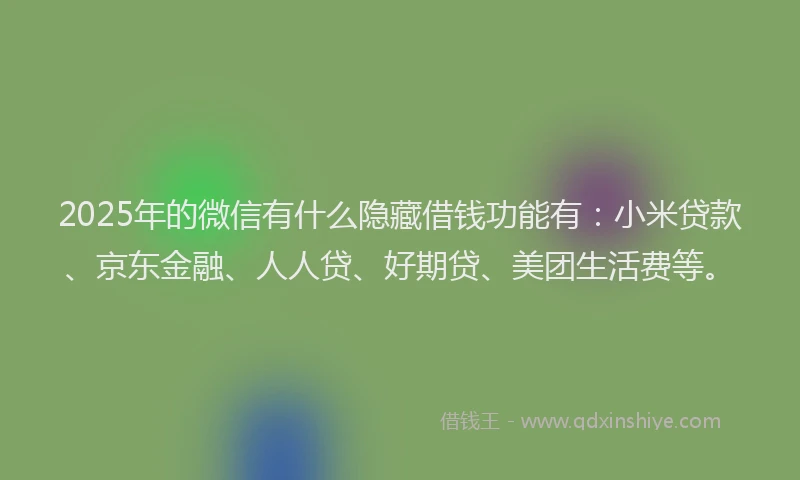 2025年的微信有什么隐藏借钱功能有：小米贷款、京东金融、人人贷、好期贷、美团生活费等。