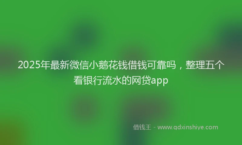 2025年最新微信小鹅花钱借钱可靠吗，整理五个看银行流水的网贷app