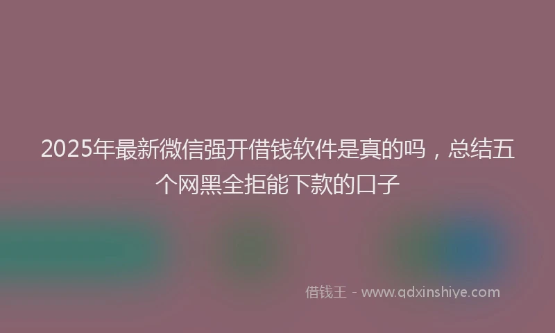 2025年最新微信强开借钱软件是真的吗，总结五个网黑全拒能下款的口子
