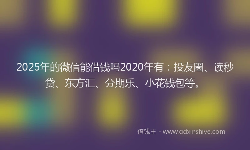 2025年的微信能借钱吗2020年有：投友圈、读秒贷、东方汇、分期乐、小花钱包等。