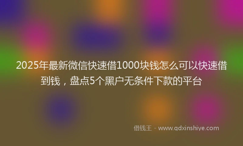 2025年最新微信快速借1000块钱怎么可以快速借到钱，盘点5个黑户无条件下款的平台