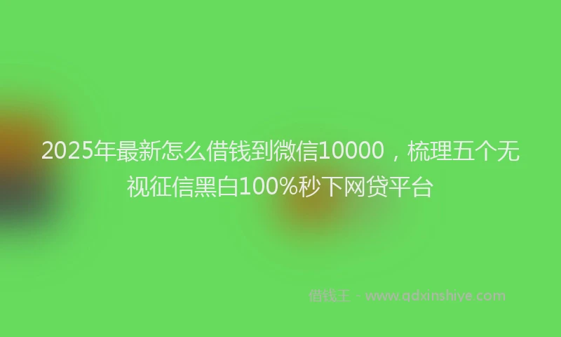 2025年最新怎么借钱到微信10000，梳理五个无视征信黑白100%秒下网贷平台