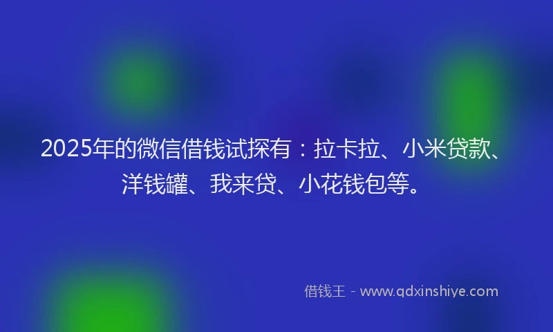 2025年的微信借钱试探有：拉卡拉、小米贷款、洋钱罐、我来贷、小花钱包等。