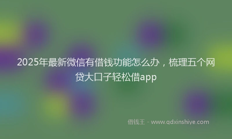 2025年最新微信有借钱功能怎么办，梳理五个网贷大口子轻松借app