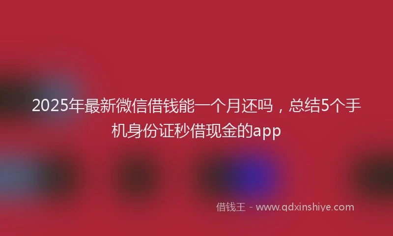 2025年最新微信借钱能一个月还吗，总结5个手机身份证秒借现金的app