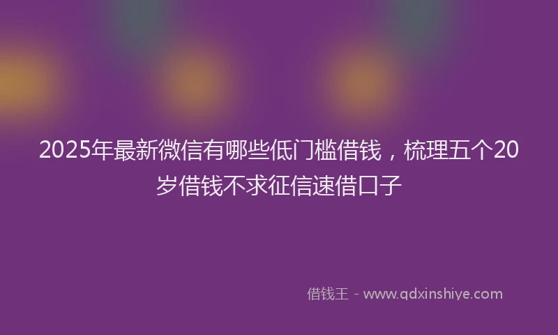 2025年最新微信有哪些低门槛借钱，梳理五个20岁借钱不求征信速借口子
