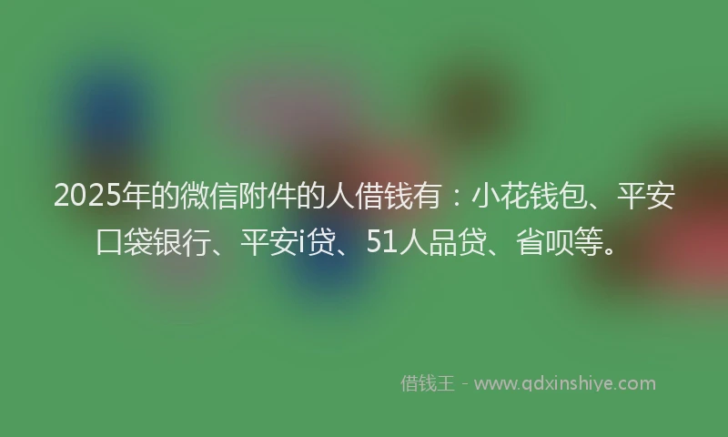 2025年的微信附件的人借钱有：小花钱包、平安口袋银行、平安i贷、51人品贷、省呗等。