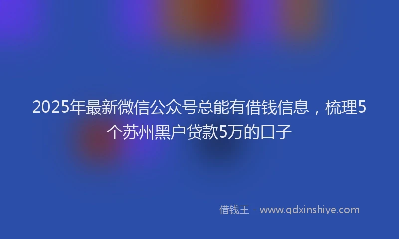2025年最新微信公众号总能有借钱信息，梳理5个苏州黑户贷款5万的口子