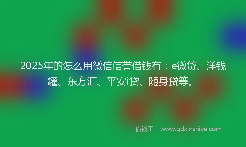 2025年的怎么用微信信誉借钱有：e微贷、洋钱罐、东方汇、平安i贷、随身贷等。