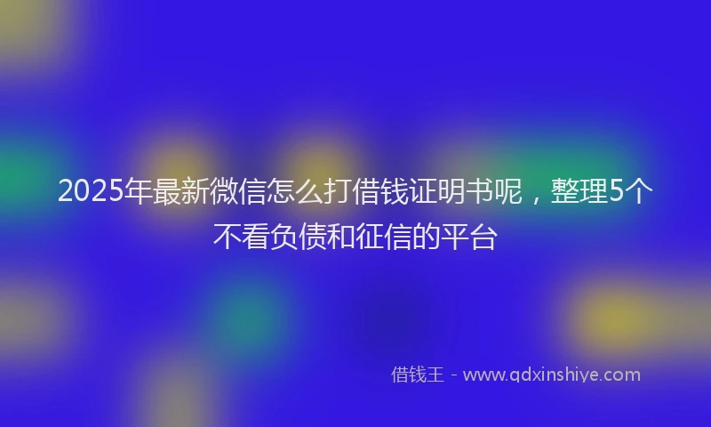 2025年最新微信怎么打借钱证明书呢，整理5个不看负债和征信的平台