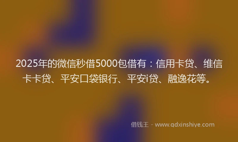 2025年的微信秒借5000包借有：信用卡贷、维信卡卡贷、平安口袋银行、平安i贷、融逸花等。