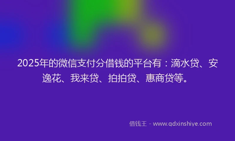 2025年的微信支付分借钱的平台有：滴水贷、安逸花、我来贷、拍拍贷、惠商贷等。