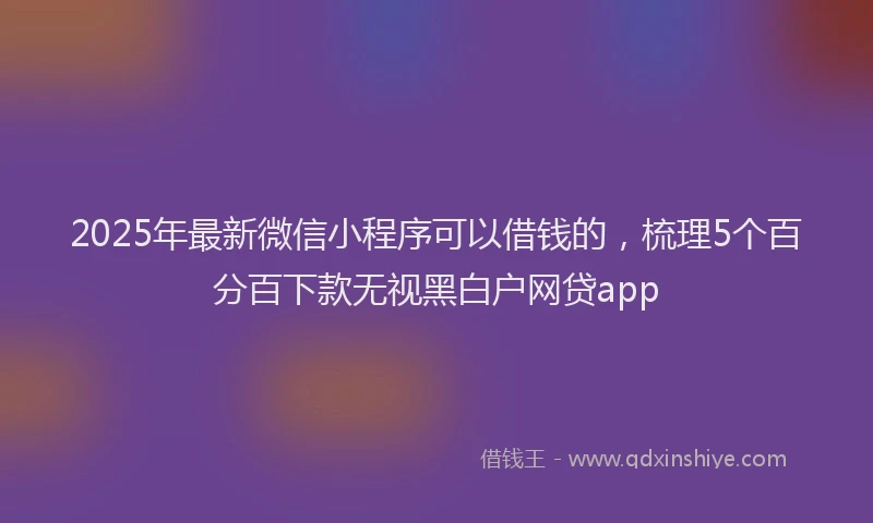 2025年最新微信小程序可以借钱的，梳理5个百分百下款无视黑白户网贷app