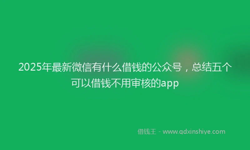 2025年最新微信有什么借钱的公众号，总结五个可以借钱不用审核的app