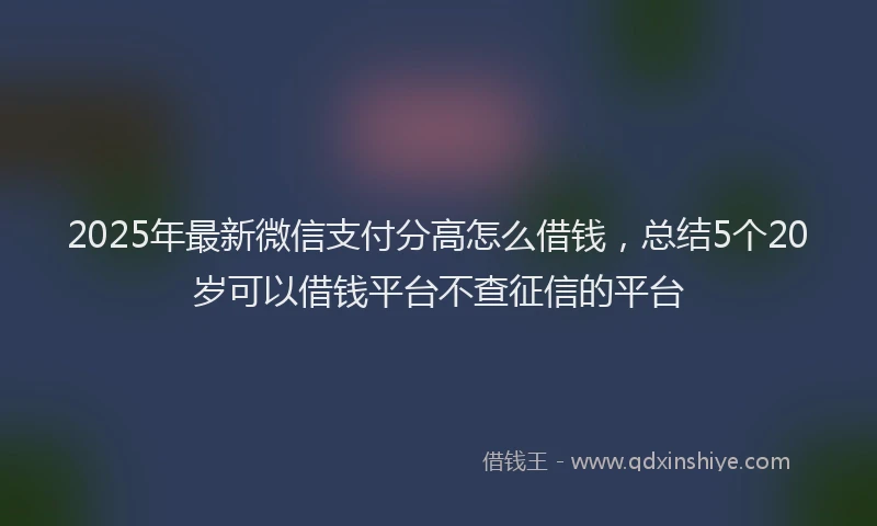 2025年最新微信支付分高怎么借钱，总结5个20岁可以借钱平台不查征信的平台