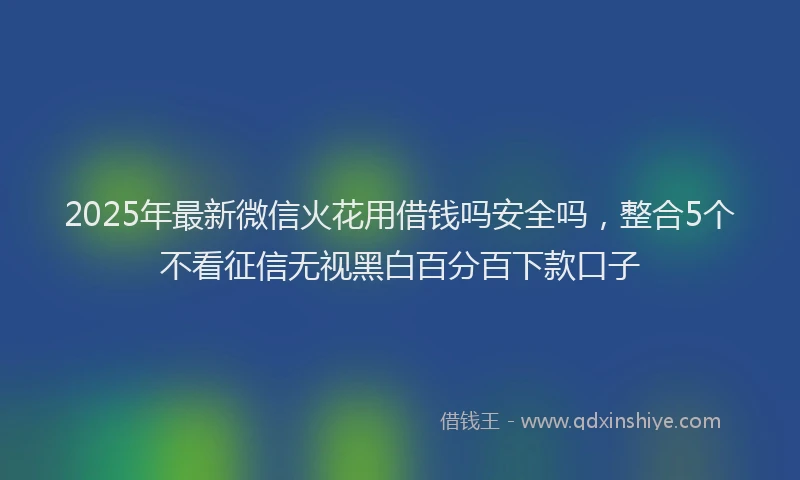 2025年最新微信火花用借钱吗安全吗，整合5个不看征信无视黑白百分百下款口子
