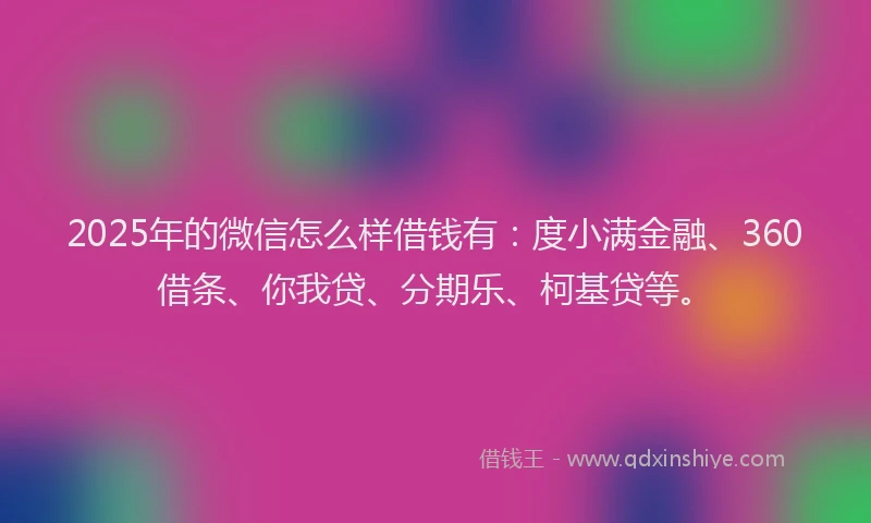 2025年的微信怎么样借钱有：度小满金融、360借条、你我贷、分期乐、柯基贷等。