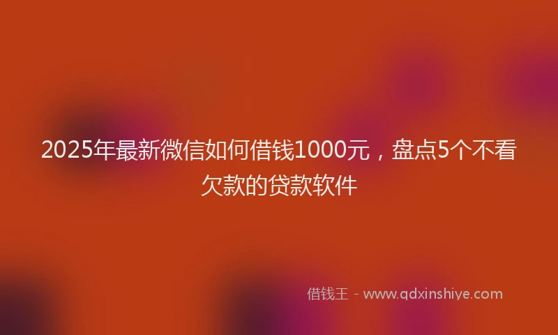 2025年最新微信如何借钱1000元，盘点5个不看欠款的贷款软件