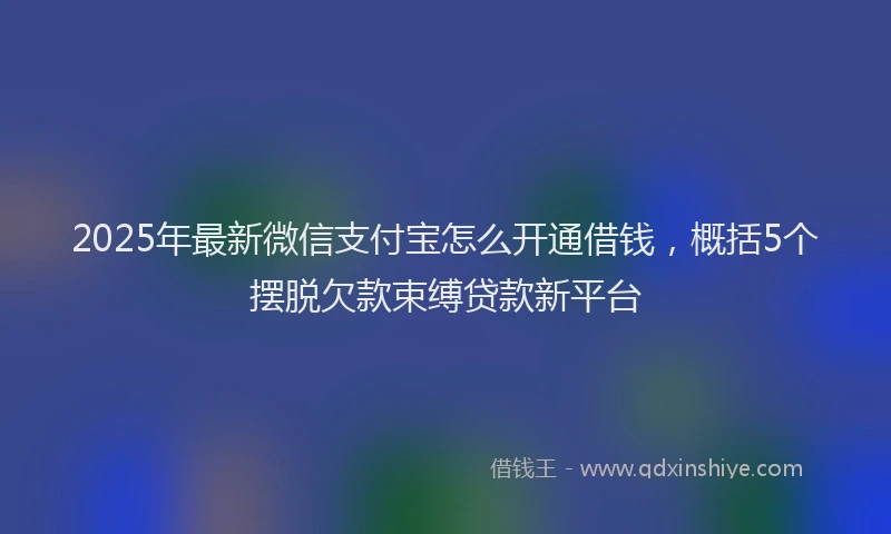 2025年最新微信支付宝怎么开通借钱，概括5个摆脱欠款束缚贷款新平台
