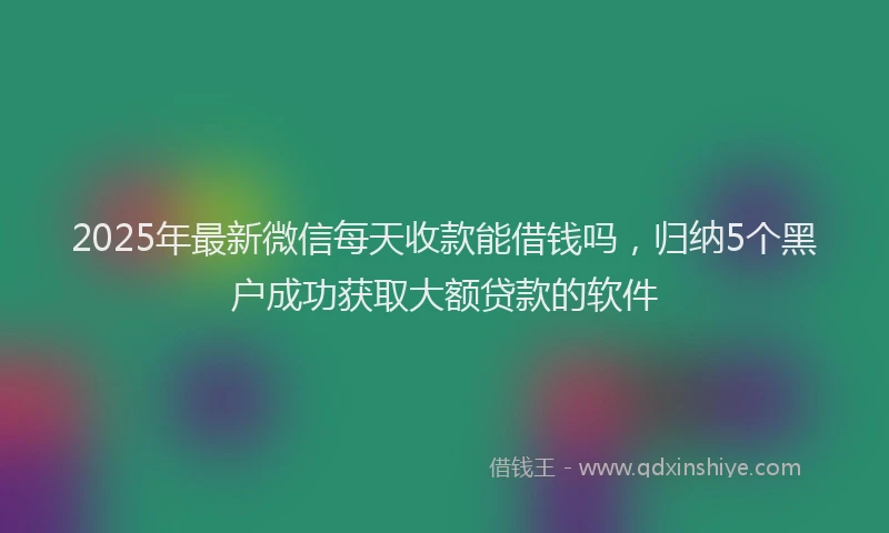 2025年最新微信每天收款能借钱吗，归纳5个黑户成功获取大额贷款的软件