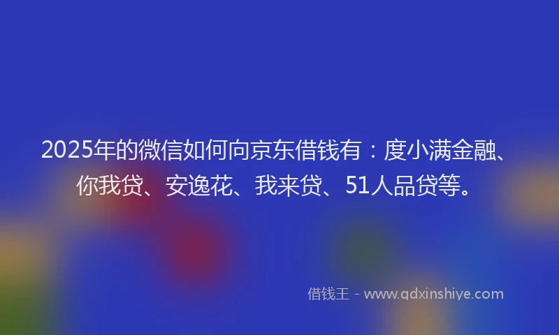 2025年的微信如何向京东借钱有：度小满金融、你我贷、安逸花、我来贷、51人品贷等。