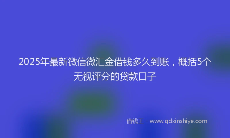 2025年最新微信微汇金借钱多久到账，概括5个无视评分的贷款口子