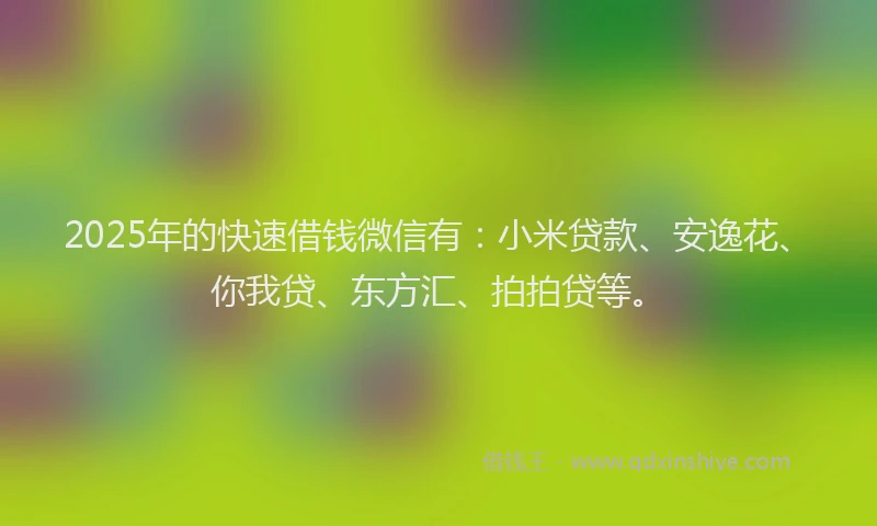 2025年的快速借钱微信有：小米贷款、安逸花、你我贷、东方汇、拍拍贷等。