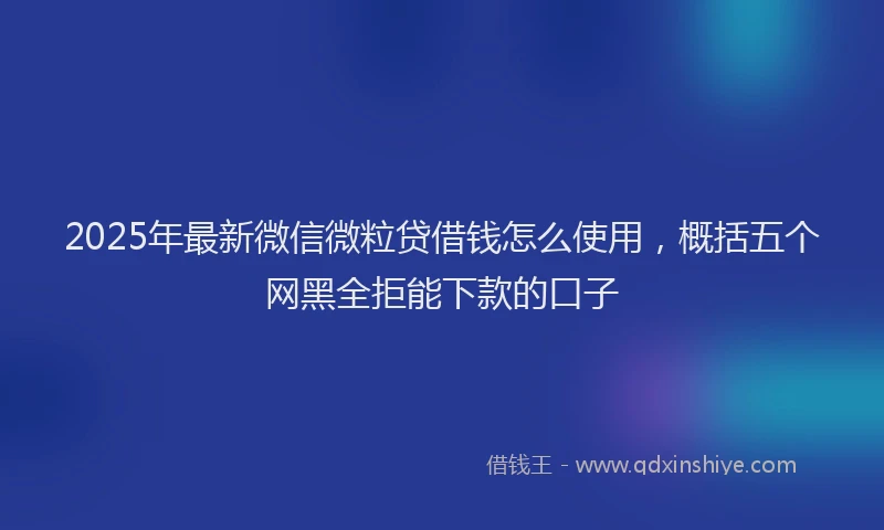 2025年最新微信微粒贷借钱怎么使用，概括五个网黑全拒能下款的口子
