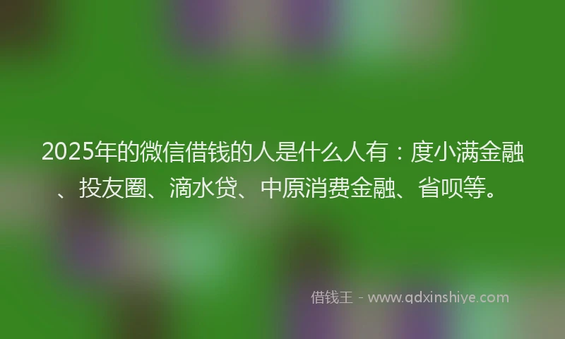 2025年的微信借钱的人是什么人有：度小满金融、投友圈、滴水贷、中原消费金融、省呗等。