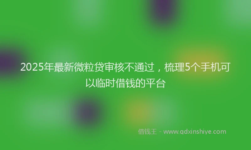 2025年最新微粒贷审核不通过，梳理5个手机可以临时借钱的平台