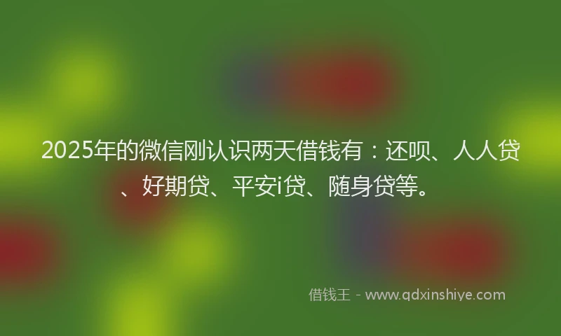 2025年的微信刚认识两天借钱有：还呗、人人贷、好期贷、平安i贷、随身贷等。