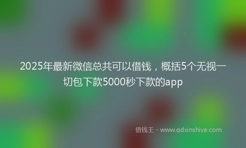 2025年最新微信总共可以借钱，概括5个无视一切包下款5000秒下款的app