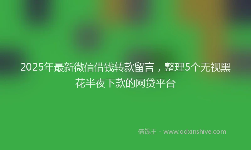 2025年最新微信借钱转款留言，整理5个无视黑花半夜下款的网贷平台