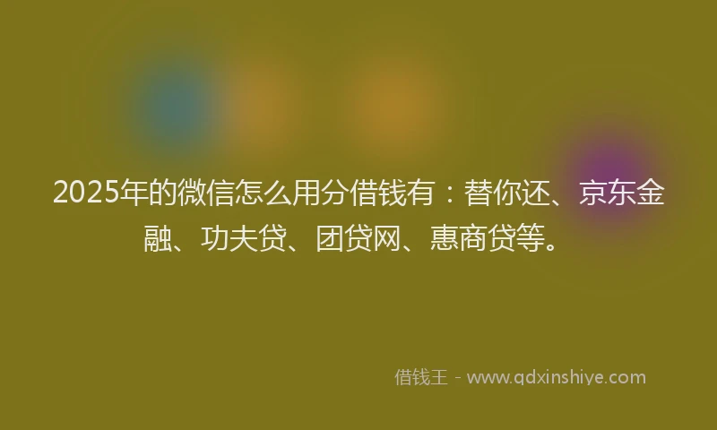 2025年的微信怎么用分借钱有：替你还、京东金融、功夫贷、团贷网、惠商贷等。