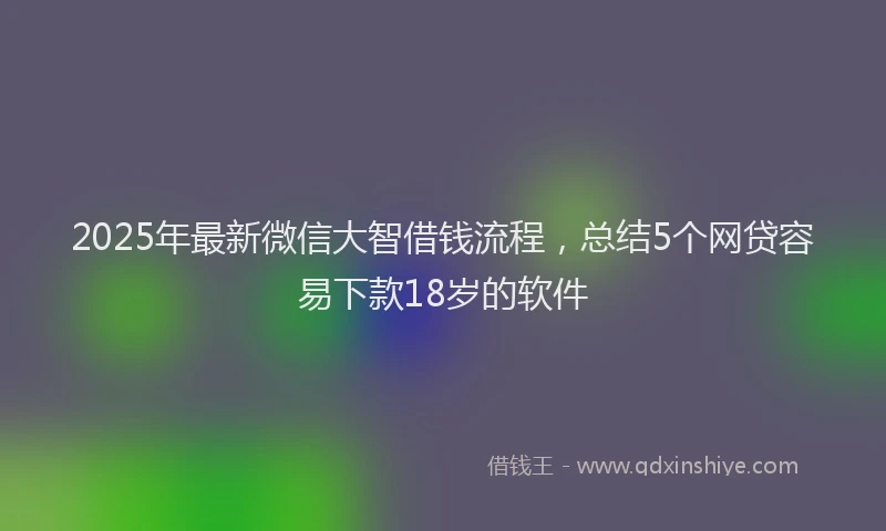 2025年最新微信大智借钱流程，总结5个网贷容易下款18岁的软件