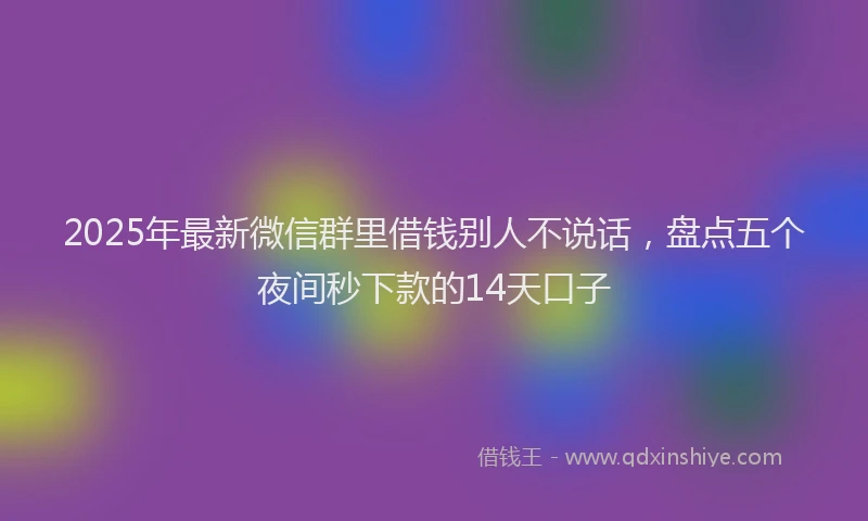 2025年最新微信群里借钱别人不说话，盘点五个夜间秒下款的14天口子