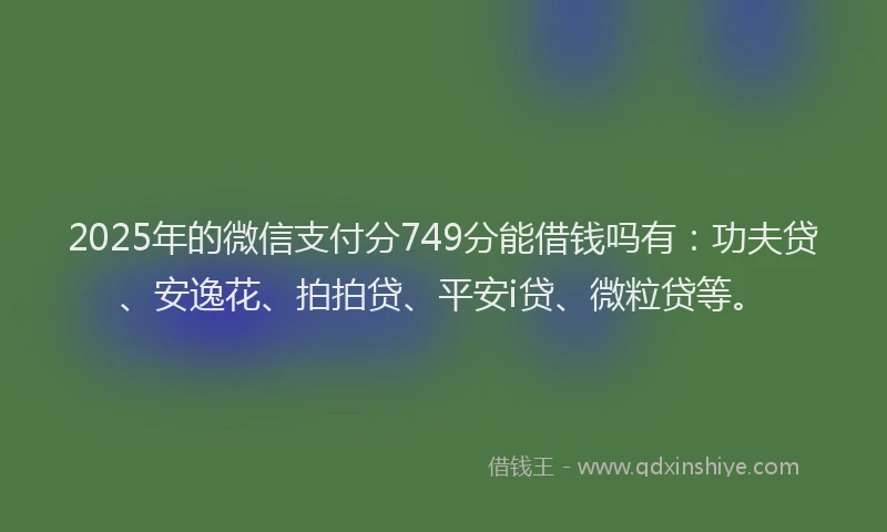 2025年的微信支付分749分能借钱吗有：功夫贷、安逸花、拍拍贷、平安i贷、微粒贷等。