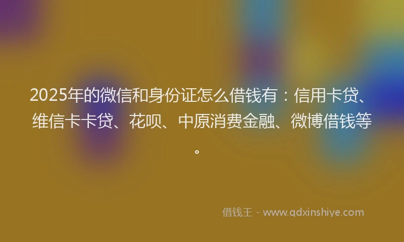 2025年的微信和身份证怎么借钱有：信用卡贷、维信卡卡贷、花呗、中原消费金融、微博借钱等。