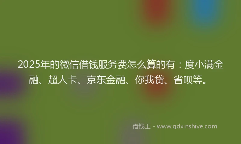 2025年的微信借钱服务费怎么算的有：度小满金融、超人卡、京东金融、你我贷、省呗等。