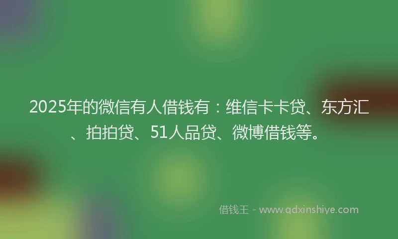 2025年的微信有人借钱有：维信卡卡贷、东方汇、拍拍贷、51人品贷、微博借钱等。