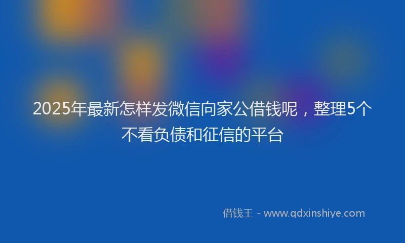 2025年最新怎样发微信向家公借钱呢，整理5个不看负债和征信的平台