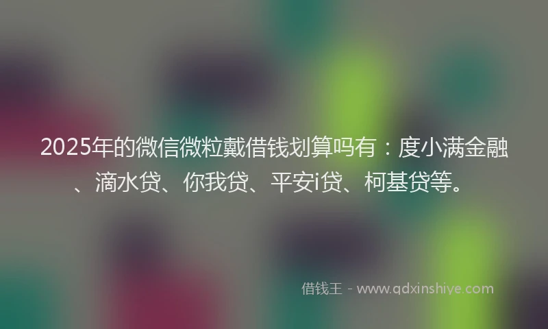 2025年的微信微粒戴借钱划算吗有：度小满金融、滴水贷、你我贷、平安i贷、柯基贷等。