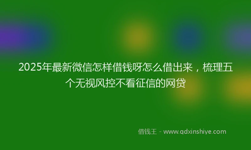 2025年最新微信怎样借钱呀怎么借出来，梳理五个无视风控不看征信的网贷