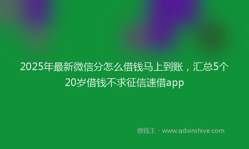 2025年最新微信分怎么借钱马上到账，汇总5个20岁借钱不求征信速借app