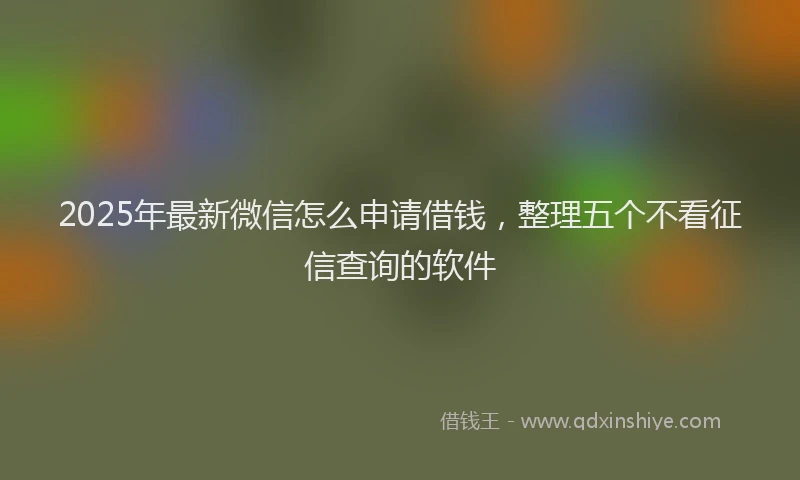 2025年最新微信怎么申请借钱，整理五个不看征信查询的软件