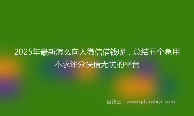 2025年最新怎么向人微信借钱呢，总结五个急用不求评分快借无忧的平台