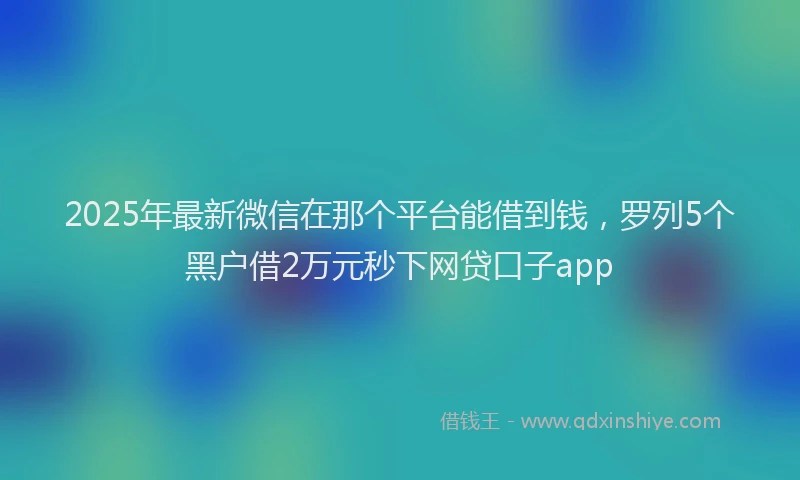 2025年最新微信在那个平台能借到钱，罗列5个黑户借2万元秒下网贷口子app