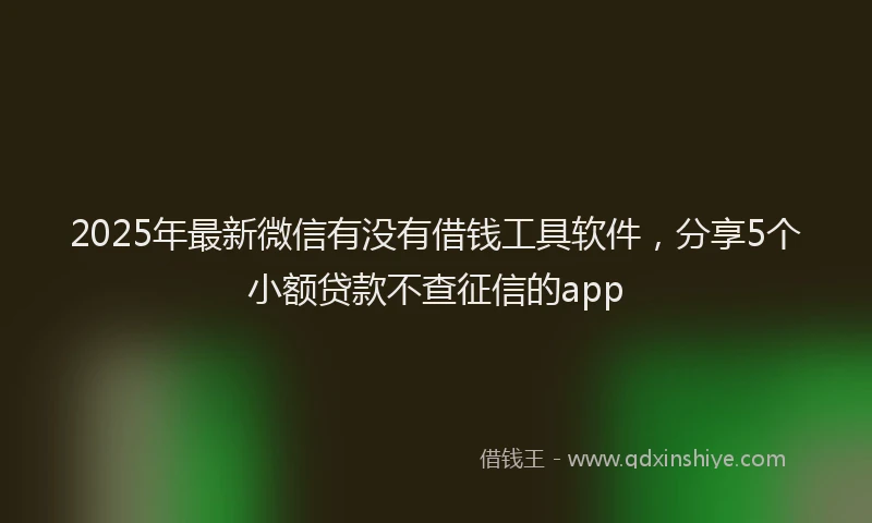 2025年最新微信有没有借钱工具软件，分享5个小额贷款不查征信的app