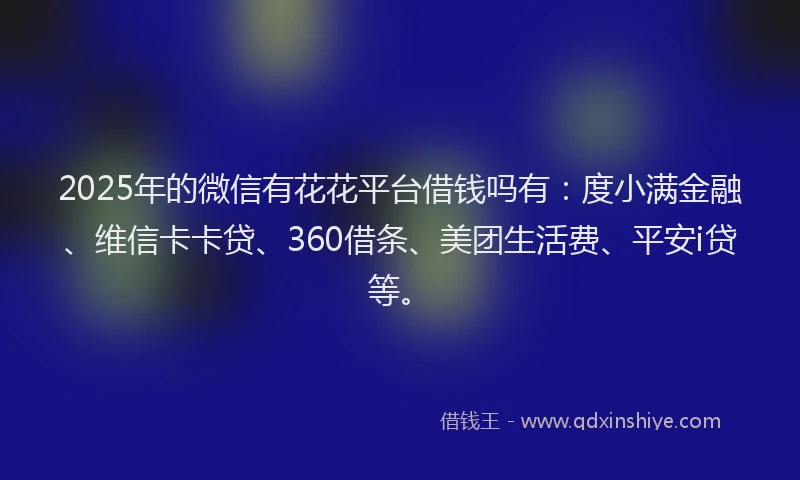 2025年的微信有花花平台借钱吗有：度小满金融、维信卡卡贷、360借条、美团生活费、平安i贷等。