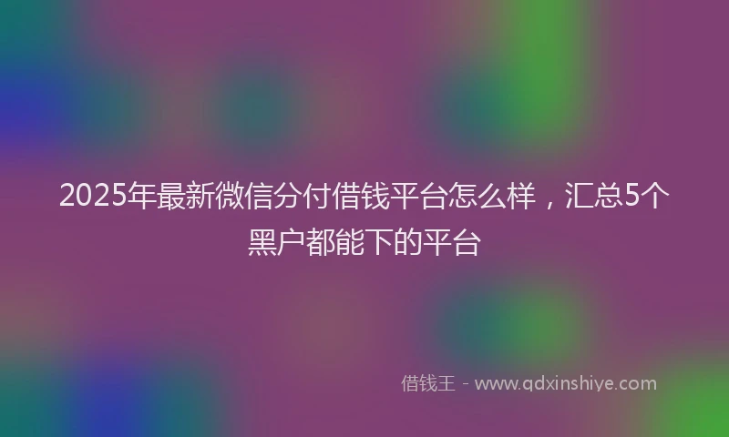 2025年最新微信分付借钱平台怎么样，汇总5个黑户都能下的平台